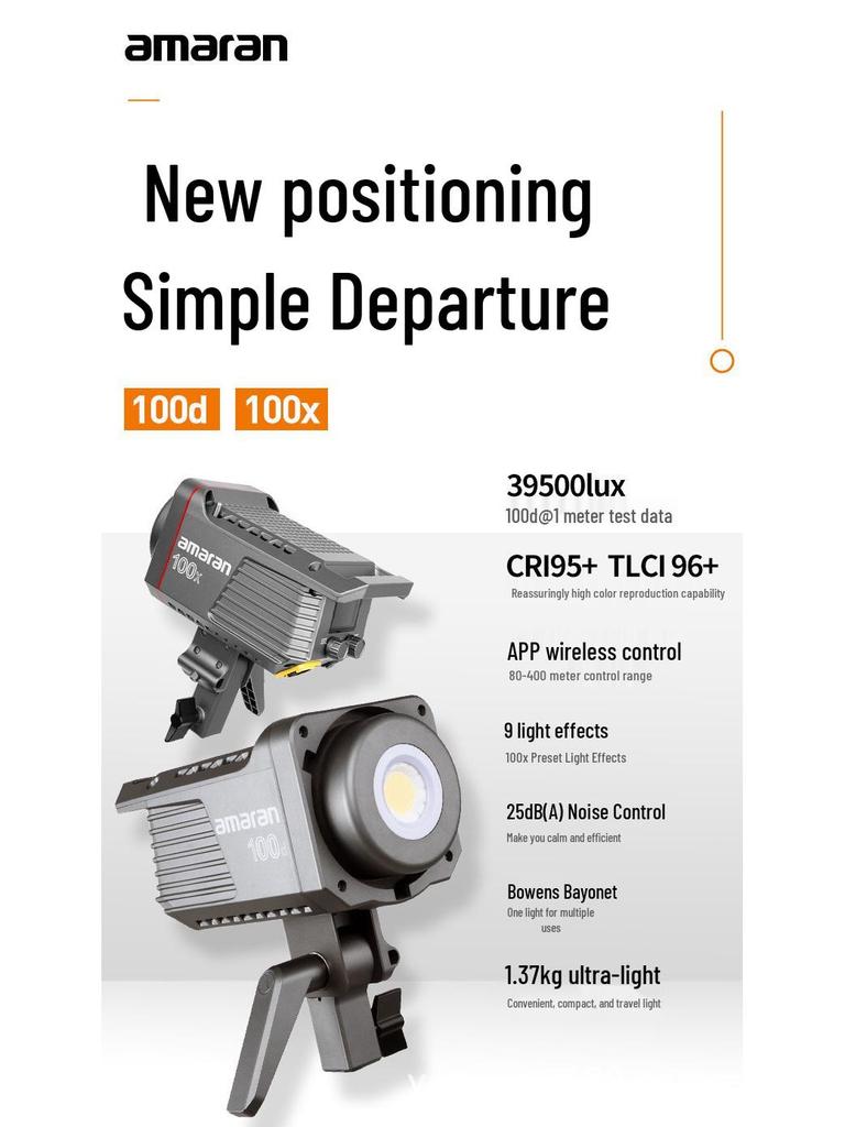 Aputure Amaran 100d S Streaming Fill Light for Photography and Videography