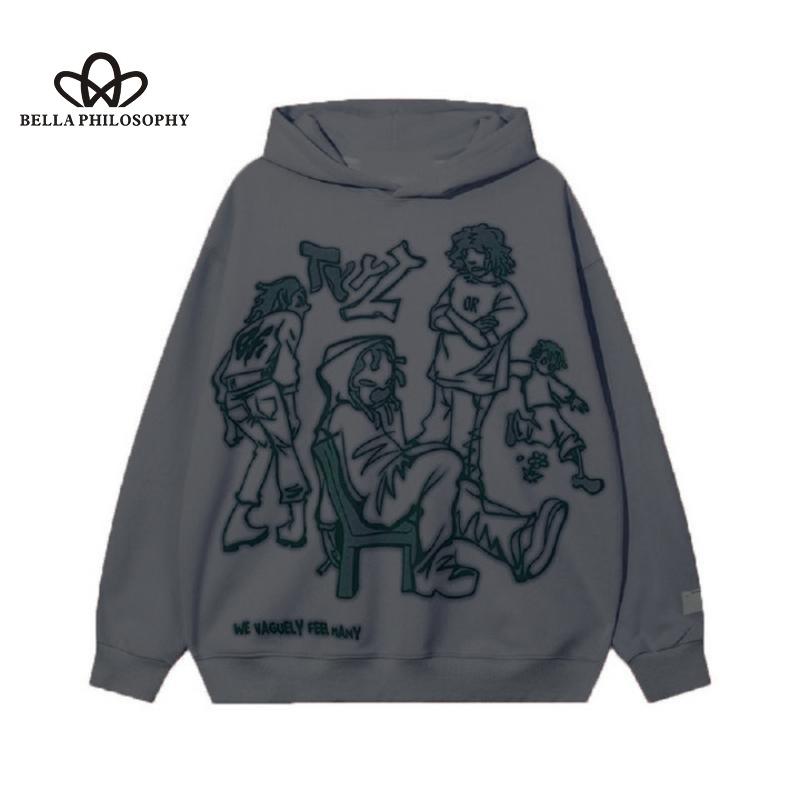 Y2K Graffiti Street Volný čas Sportovní Mikina Volný Kreslený Potisk Svetr Svetr Hip Hop Pánské a Dámské