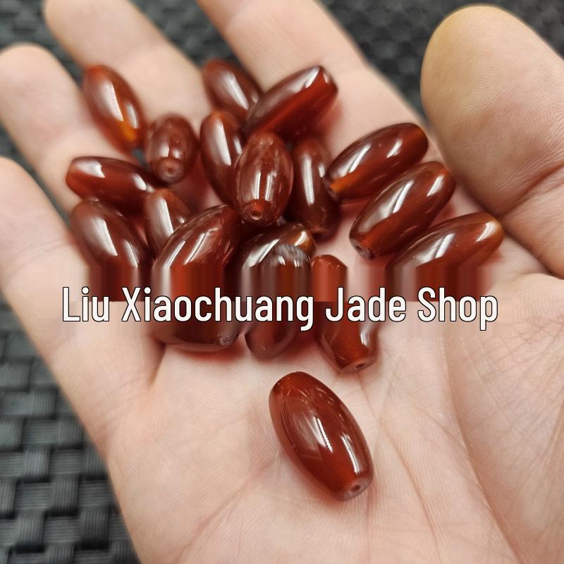 Red Chalcedony Oval Seed Beads for DIY Jewelry - Handmade Ruyi Lock Bracelet Accessories