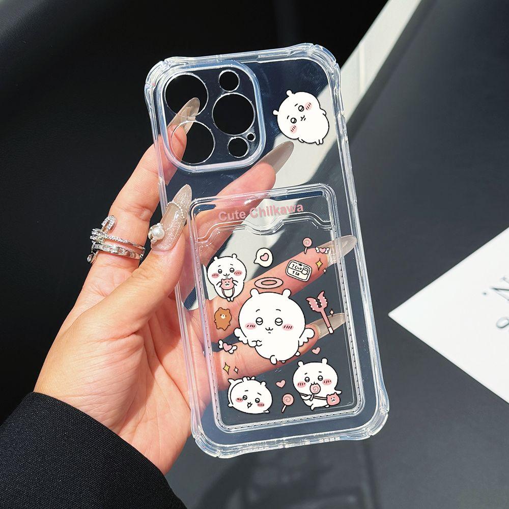 Chiikawas Hachiwares Phone Case for iPhone 16 15 14 Plus 13 12 Mini 11 Pro Max X Xs XR 7 8 Card Pocket Soft Clear Cover