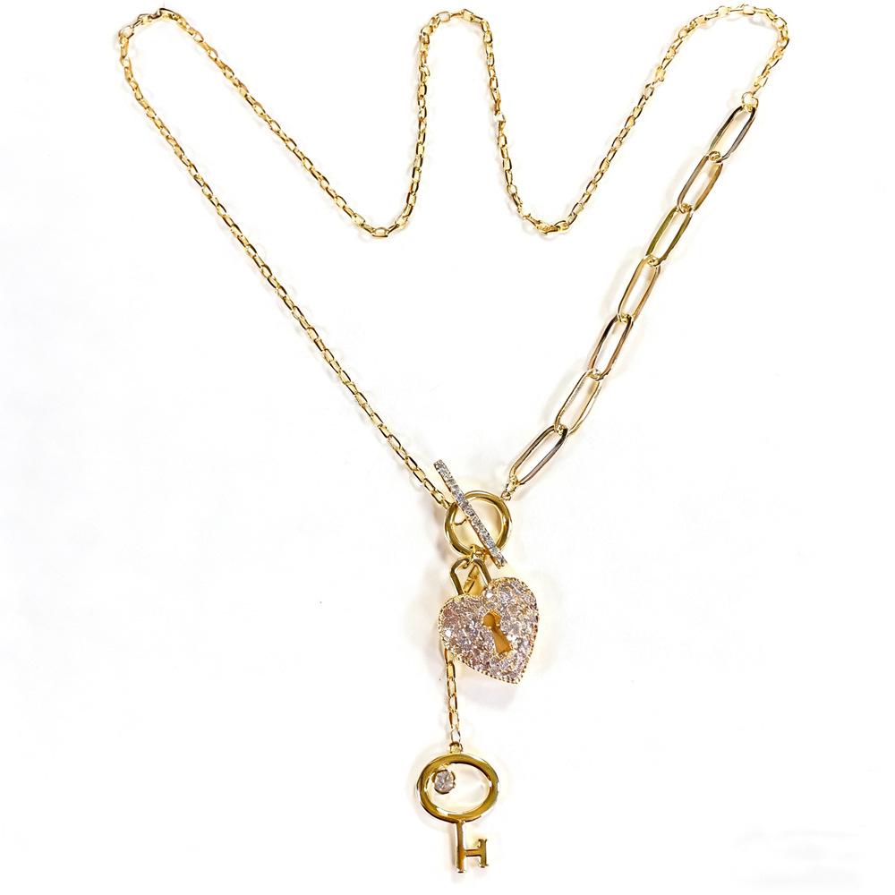 Трехмерное сердцебиение Крест-ожерелье с подвеской-ключиком в форме сердца для женщин