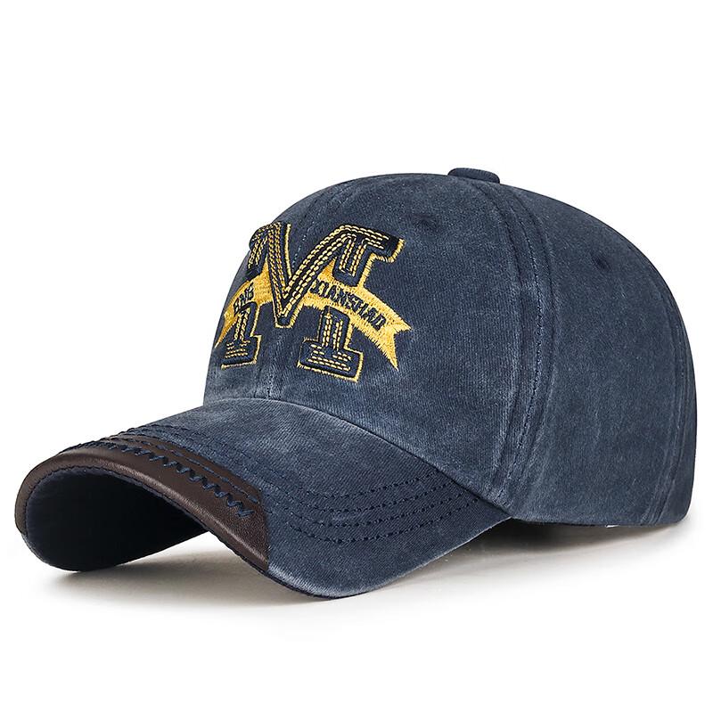 Zhen Yueqi Washed Big M Embroidery Baseball Cap