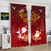 2PCS- Christmas Santa Claus Christmas tree pattern printed curtains   Christmas decorations   home decorations   room decorations