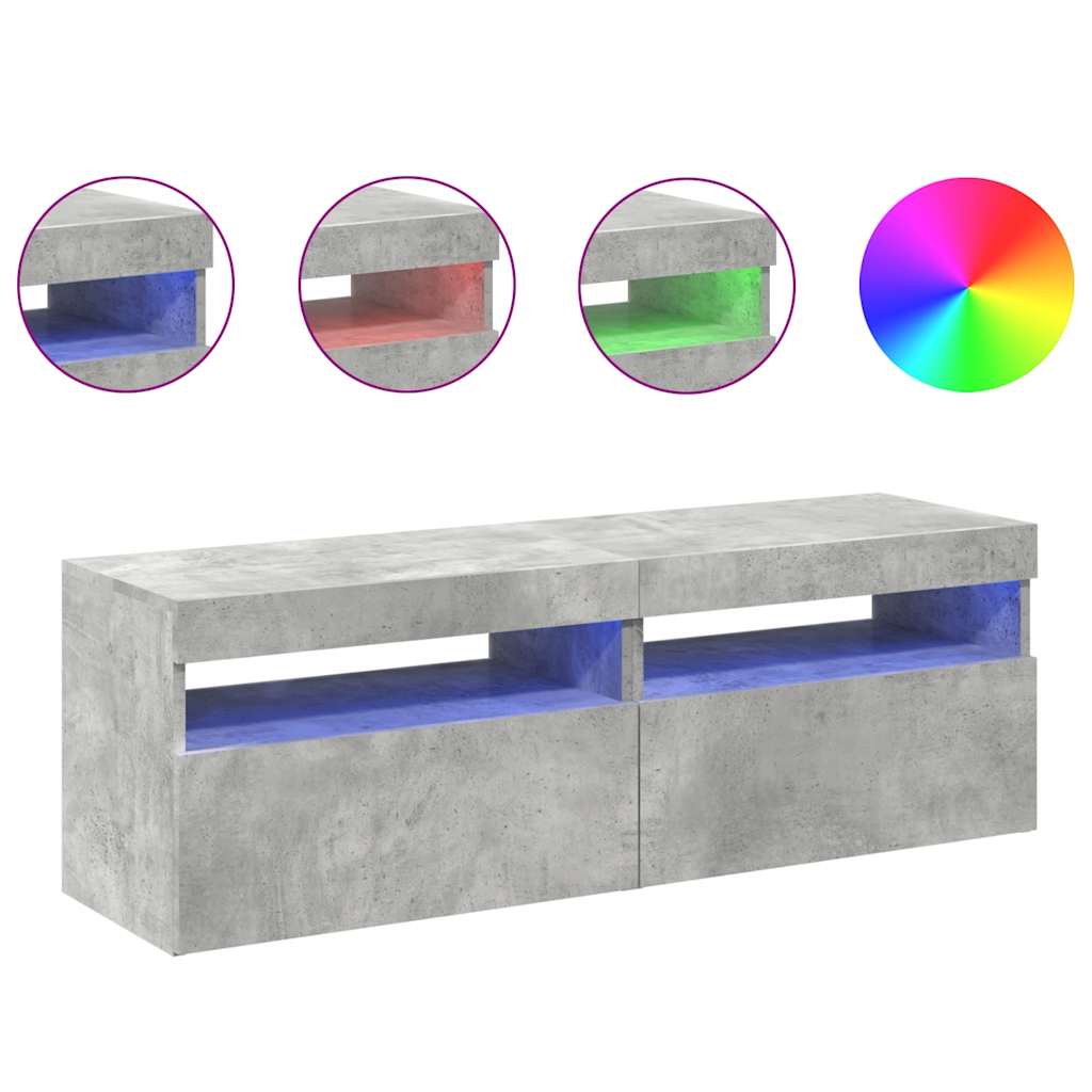 Fernsehschrank Mit LED-Licht 2 Stück, Klappaufbewahrung Fernsehschrank, Aufbewahrungssideboard, 60x35x40 Cm