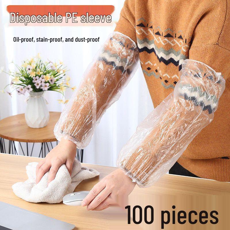 Wasserdichte Ölbeständige Einweg-PE-Überärmel: Dick, Verschleißfest, Schmutzabweisend, Ideal für Küche und Gemüsewaschen.