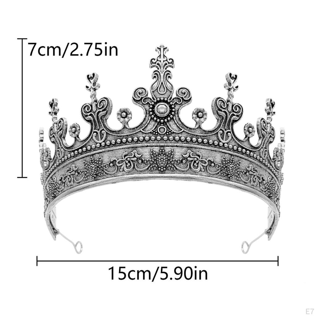 King Tiara Comfort To Wear Metal Cosplay Headpiece Medieval Crown for Anniversary Wedding Prom