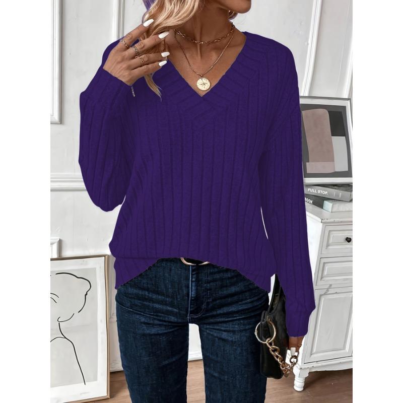 

DAFIFY Женская мода Повседневные Весенне-осенние Однотонные Блузки и Рубашки с Принтом, Длинным Рукавом и V-образным Вырезом XXXXXL темно-фиолетового