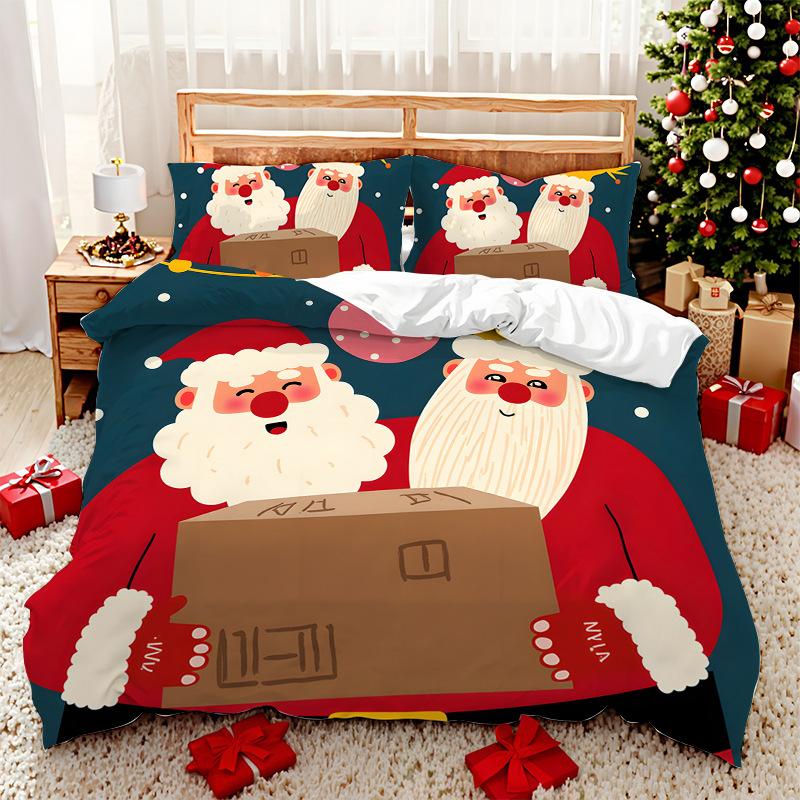 3D Digital Printed Bedding Two Three Piece Santa Polyester Quilt Set