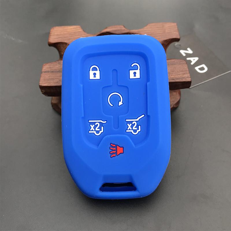 Silicone Car Key Cover Case For Chevrolet Camaro 2015 2016 GMC Yukon Suburban Tahoe Smart 6 Buttons Auto Accessories