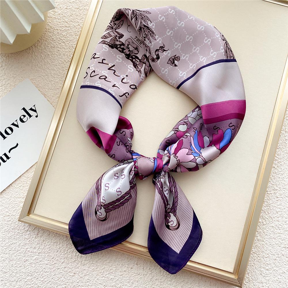70 Small Square Silk Scarf: Women's Retro Chic Sunscreen Neck, Head, or Wrist Scarf In Korean Style for Autumn and Winter
