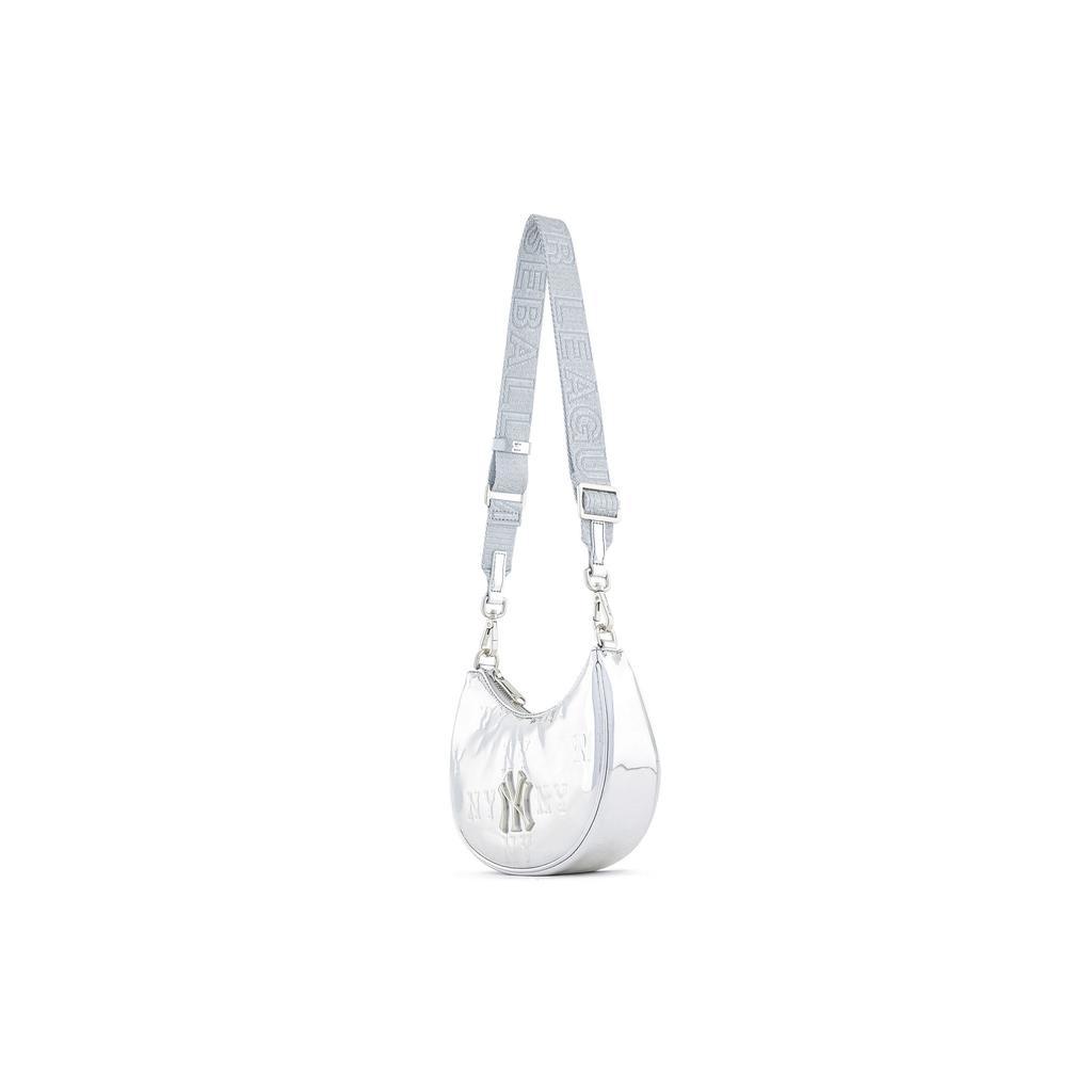 MLB New York Yankees Y2K Süß Cool Abnehmbarer Schultergurt Kunstleder Umhängetasche Damen Schultertasche Silber 3ACRS044N-50SIS