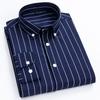 Mens Dress Shirts Striped Long Sleeve Plaid Checked Shirt Smart Casual Business Non-Ironing Korean Slim Fit Formal Blue White
