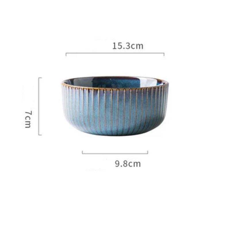 Nordic Style Kiln Glazed Ceramic Rice Salad Bowl Soup Bowl Round Dish Dinner Plate Tableware