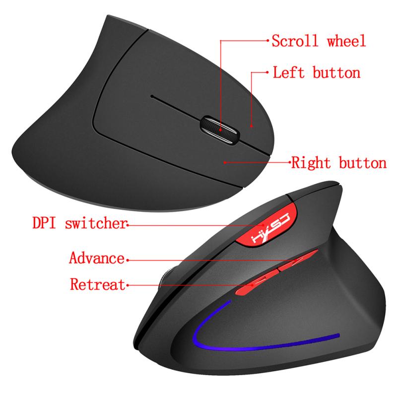 Ergonomic Mouse High Precision Optical Vertical Mouse Adjustable DPI Wireless Computer Mouse