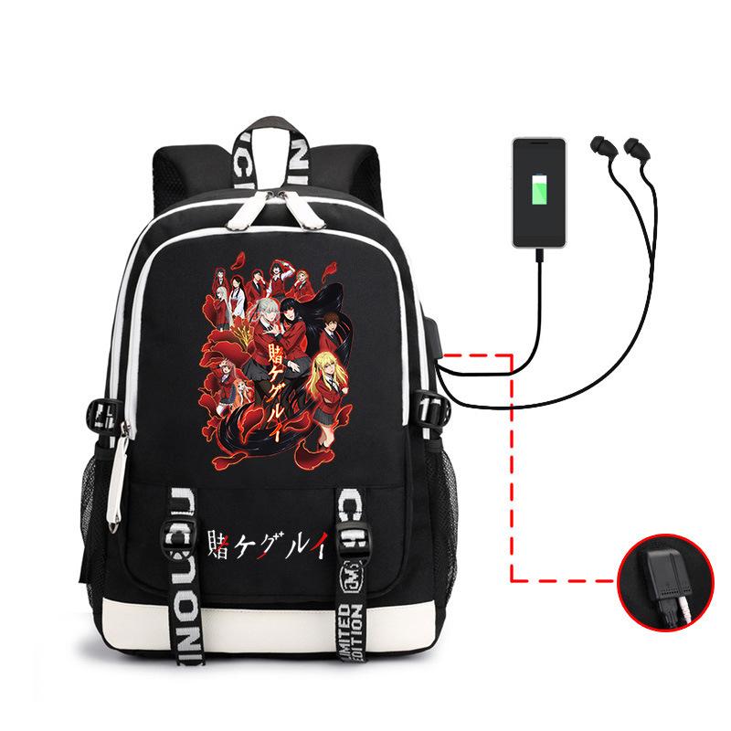 School bag, animation, the abyss of gambling, peripheral multi-function USB earphones, large-capacity men's business backpack