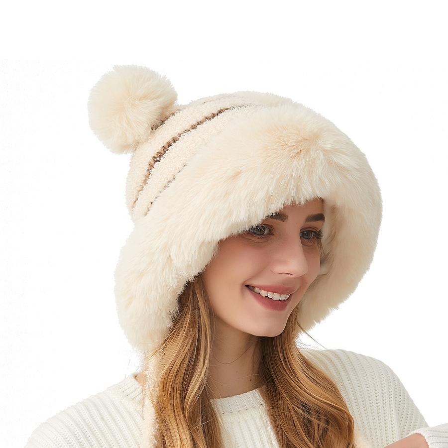 Winter Knitted Hat Women's Fur Ball Wool Hat Sleeve Cap Skullies Beanies Ski Slouchy Cap