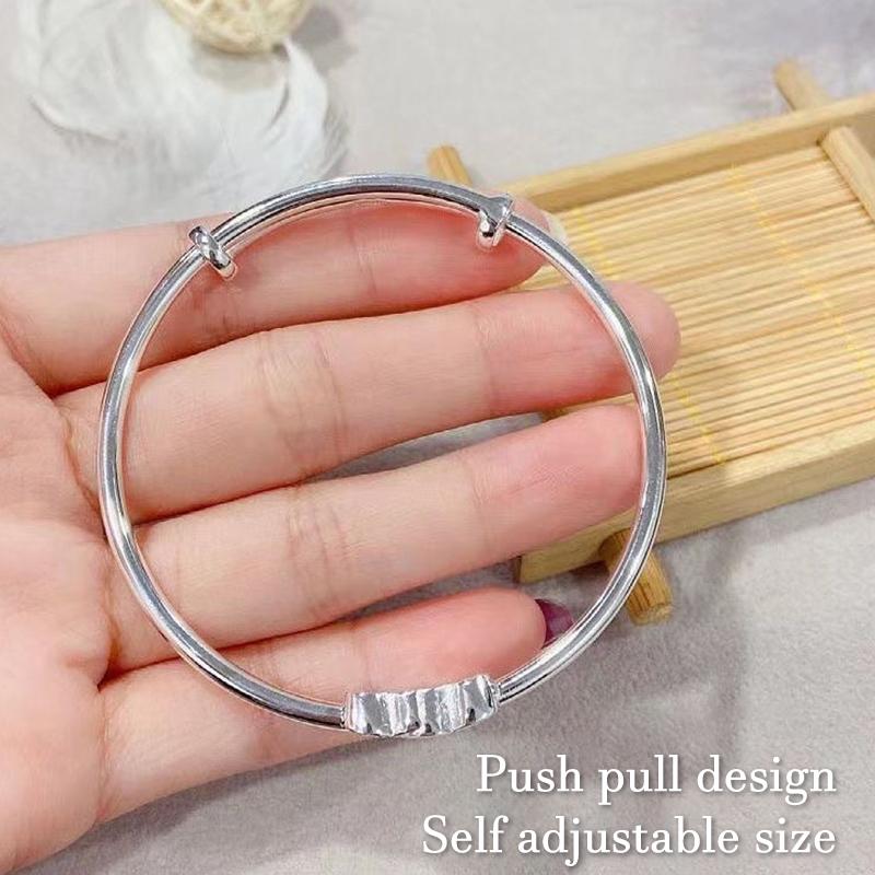 Double Heart Adjustable Bangle  Silver Color Personality Bracelet