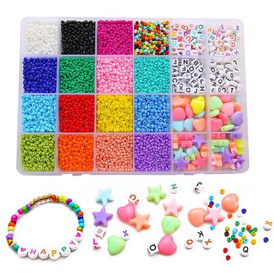 Seed Beads Letter Love Hearts Stars Acrylic Beads Set for DIY Jewelry Making 1 Set/bag