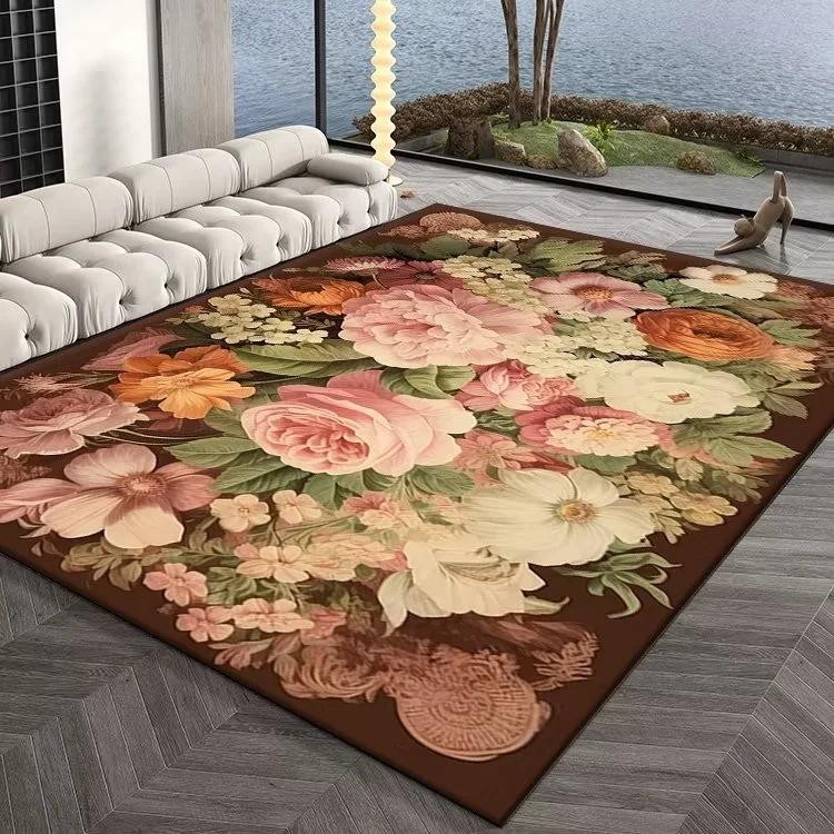 European Bedroom Decor Flower Carpet French Style Carpets for Living Room Lounge Rug Fluffy Soft Study Mat