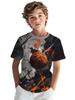 Kids Clothes Boys Cool Basketball Splash Ink Graphic Short Sleeve Tee Breathable Outdoor Daily Trendy Versatile Summer Apparel
