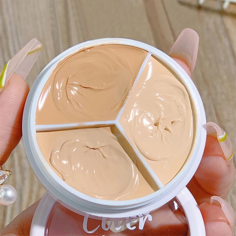 Tondo Tenuta Trucco Tre Colori Correttore Macchie Acne Stampa Riparazione Fondotinta Occhiaie Non Facile A Incollare Polvere Ingrosso