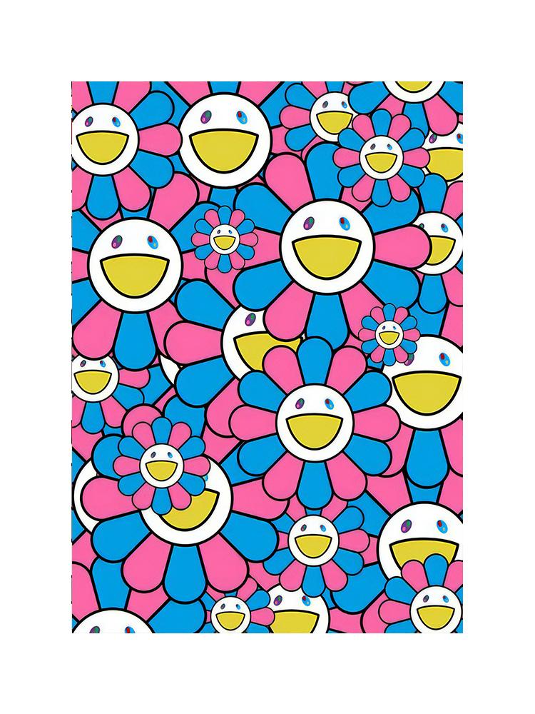 Abstrakt fargerikt smil Solsikker tegneserieplakater utskrifter lerret maleri Kawaii popkunst for barn soverom hjemmeinnredning Cuadros