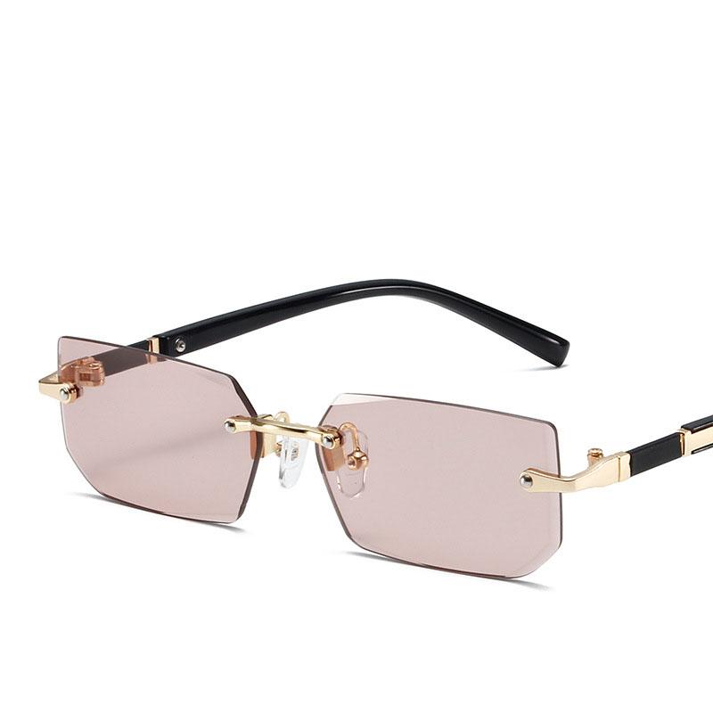 Trendy sluneční brýle bez obrouček pro muže Dámské Módní Bezrámové obdélníkové sluneční brýle Retro stínítka Letní cestovní brýle UV400