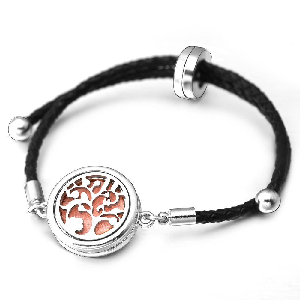 Engel Flügel Herzförmiger Edelstahl Aromatherapie Armreif Verstellbares Leder Schnallenarmband Damen Diffusor Medaillon Schmuck