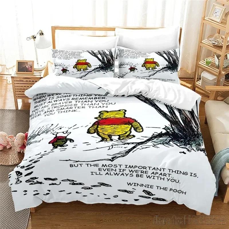 Winnie The Pooh Piglet Honey Pot Cartoon Duvet Cover Set HD Comforter Cover for Kids Bedding Sets Bedclothes Bedroom Decor