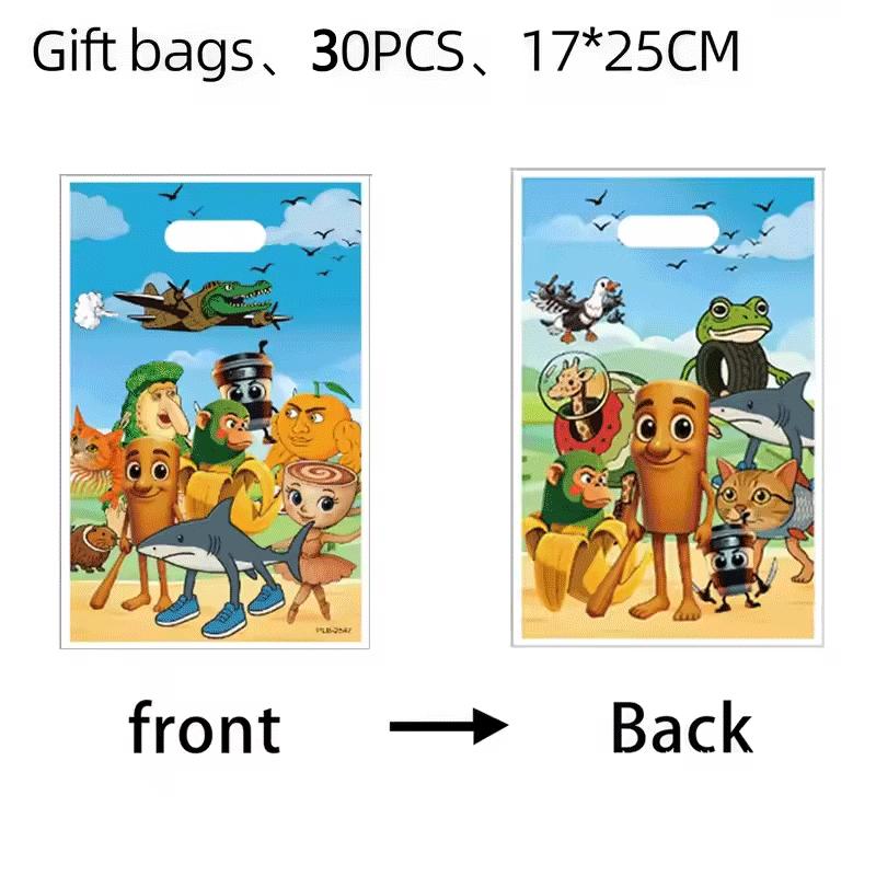 30/10Pcs Tung Sahur Tralalo Gift Bag Talian Brainrot Candy Bags Kids Boys Favors Birthday Loot Baby Showe Decoration Kid Friendly Entertaining Fun