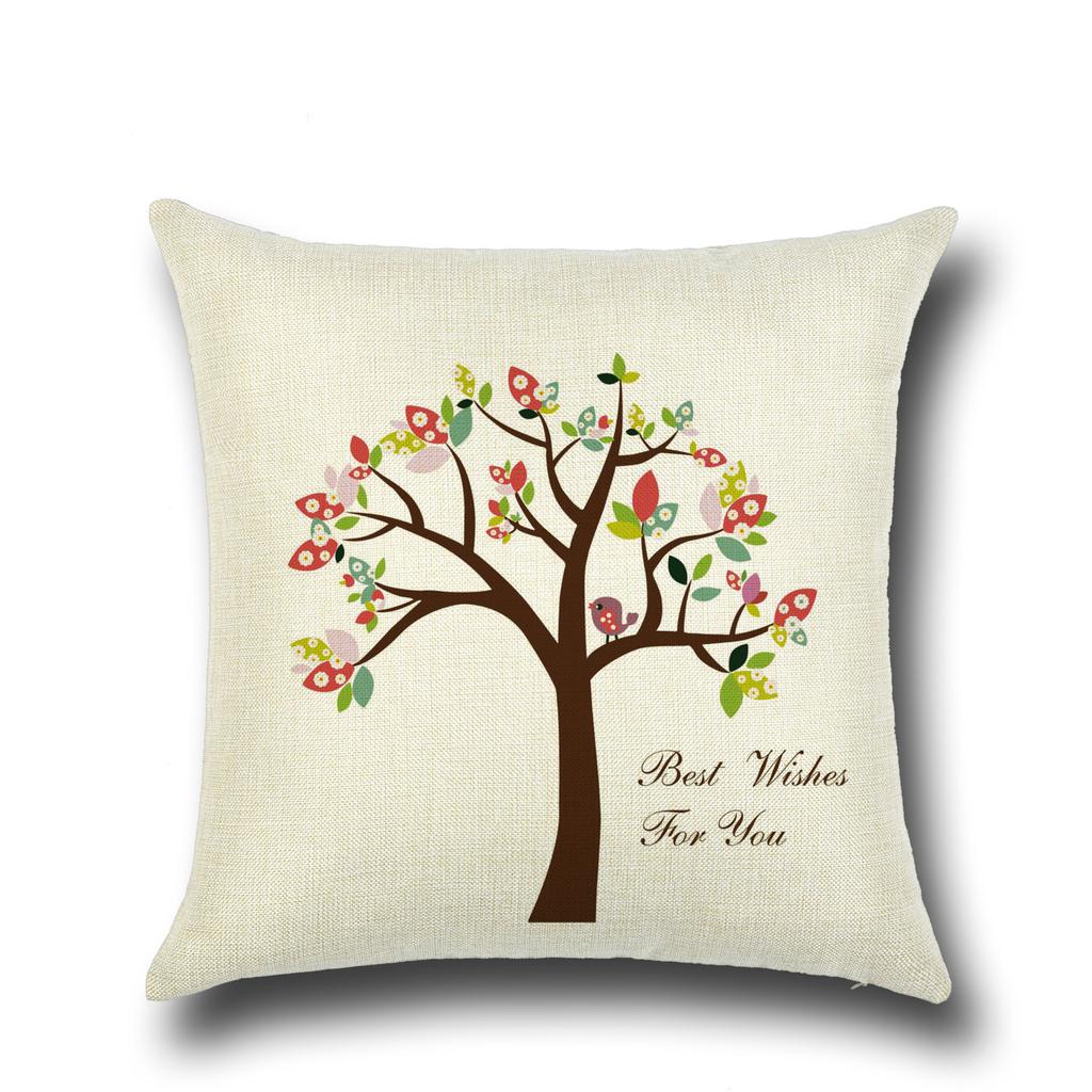Fashionable Pillows Pastoral Fresh Cartoon Flower Tree Pattern Pillow Creative Home Pillow Case Does Not Include Core