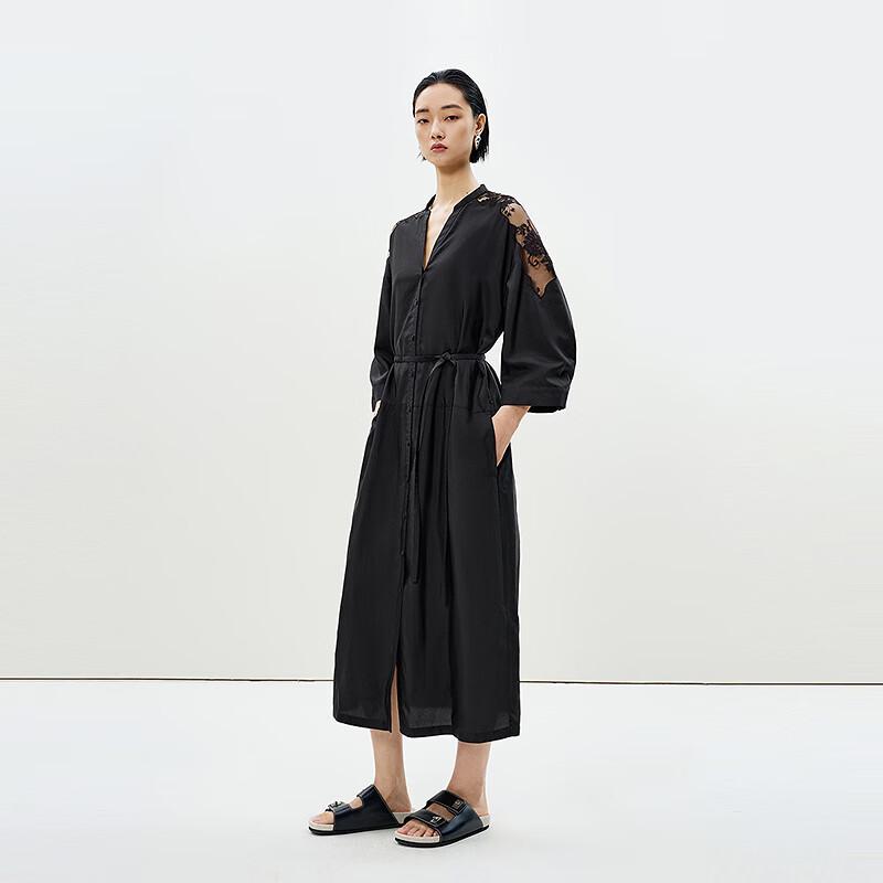 LESS 2025 Summer Stand-Collar Long Dress