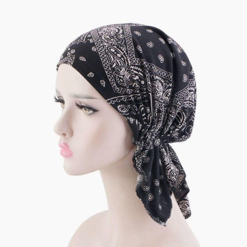 Bohemia Floral Print Turban Spring Sleep Caps Beanies Headwrap Chemotherapy Hat  Women National