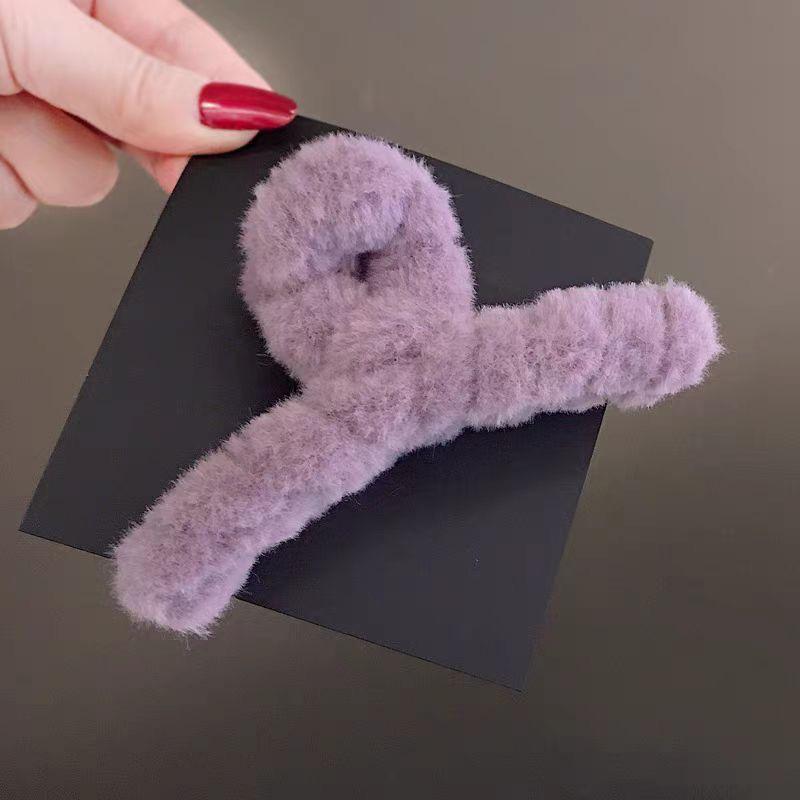 Kawaii Autumn Winter Fur Hair Claws Clip  Vintage Solid Hairy Shark Hair Clip Hairpin Korean Accessories For Women Girls