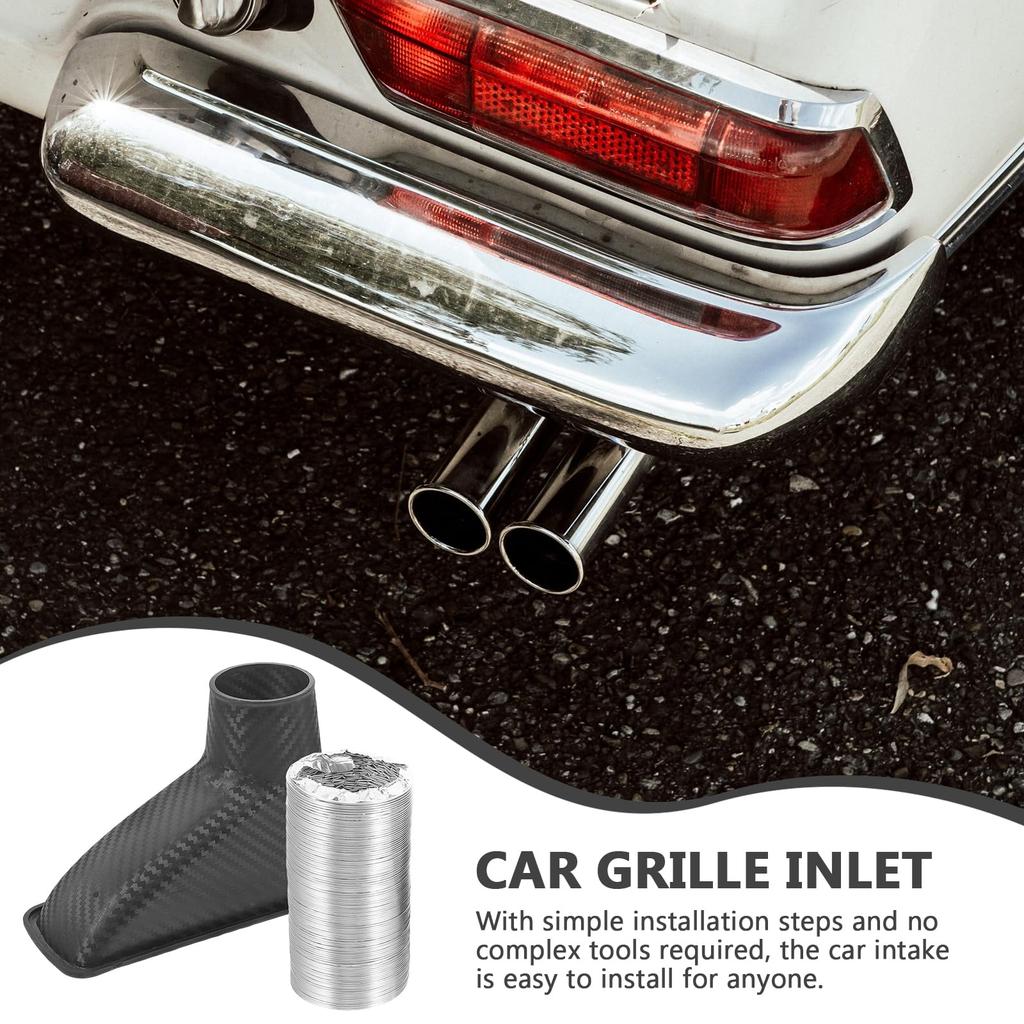 ledmomo 2-Piece Carbon Fiber Air Intake Duct Hose for Cars, Universal Dry Carbon Fiber Air Intake Duct, Expandable Hose, Car Supplies, DIY