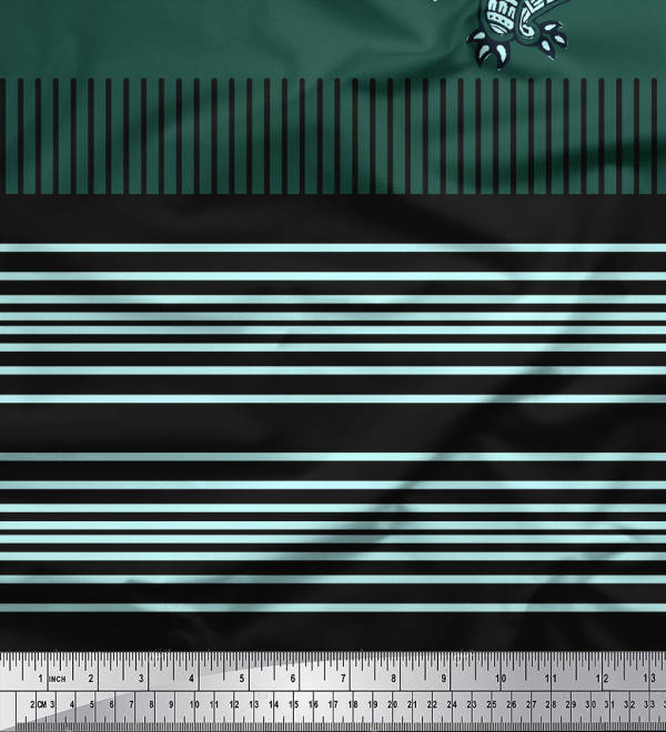 Soimoi Japonská krepová saténová látka pruhovaná a s panely s pávím vzorem, potisky po metru 42 palců