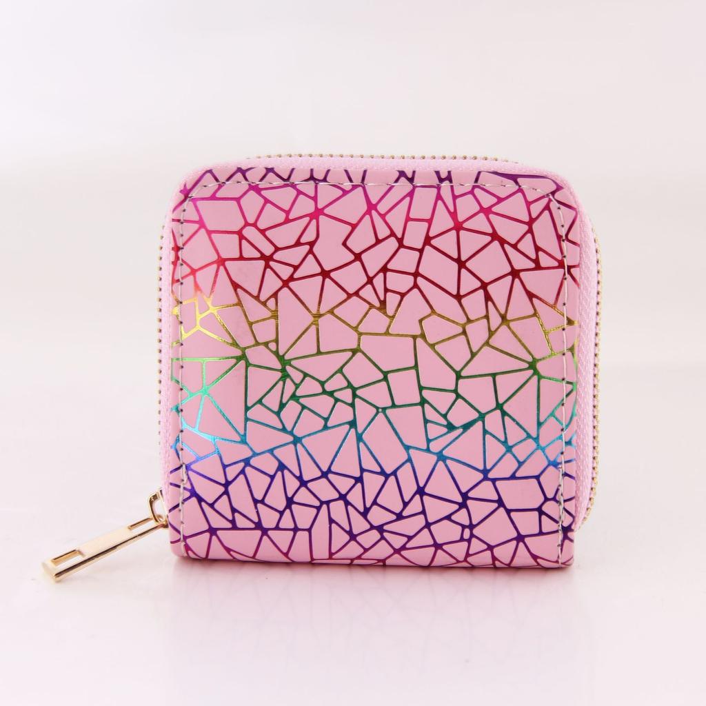Graphics Colorful Laser Zipper Short Small Wallet Wallet