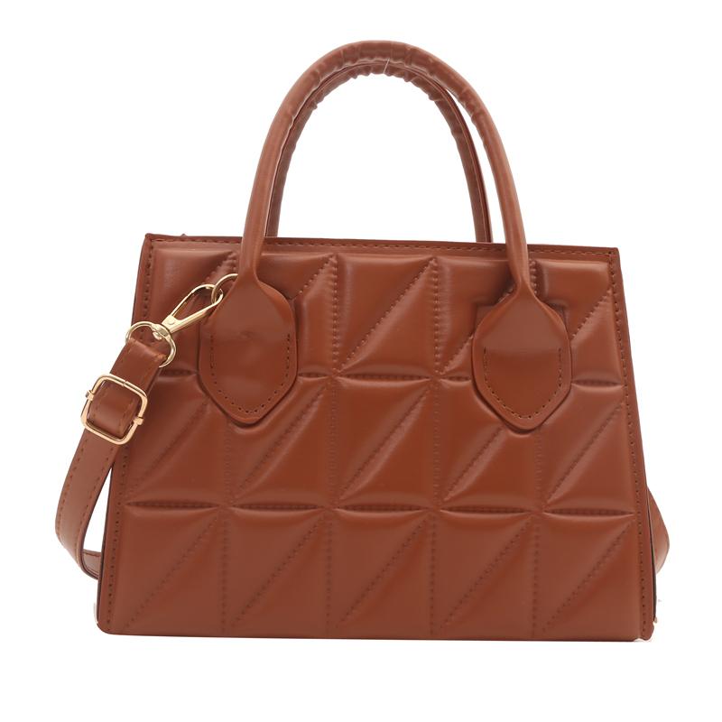 Fashion Leisure Women's Handbag PU Solid Color Quited Design Ladies Shoulder Bag Zipper Female Crossbody Bag For Outings Commute
