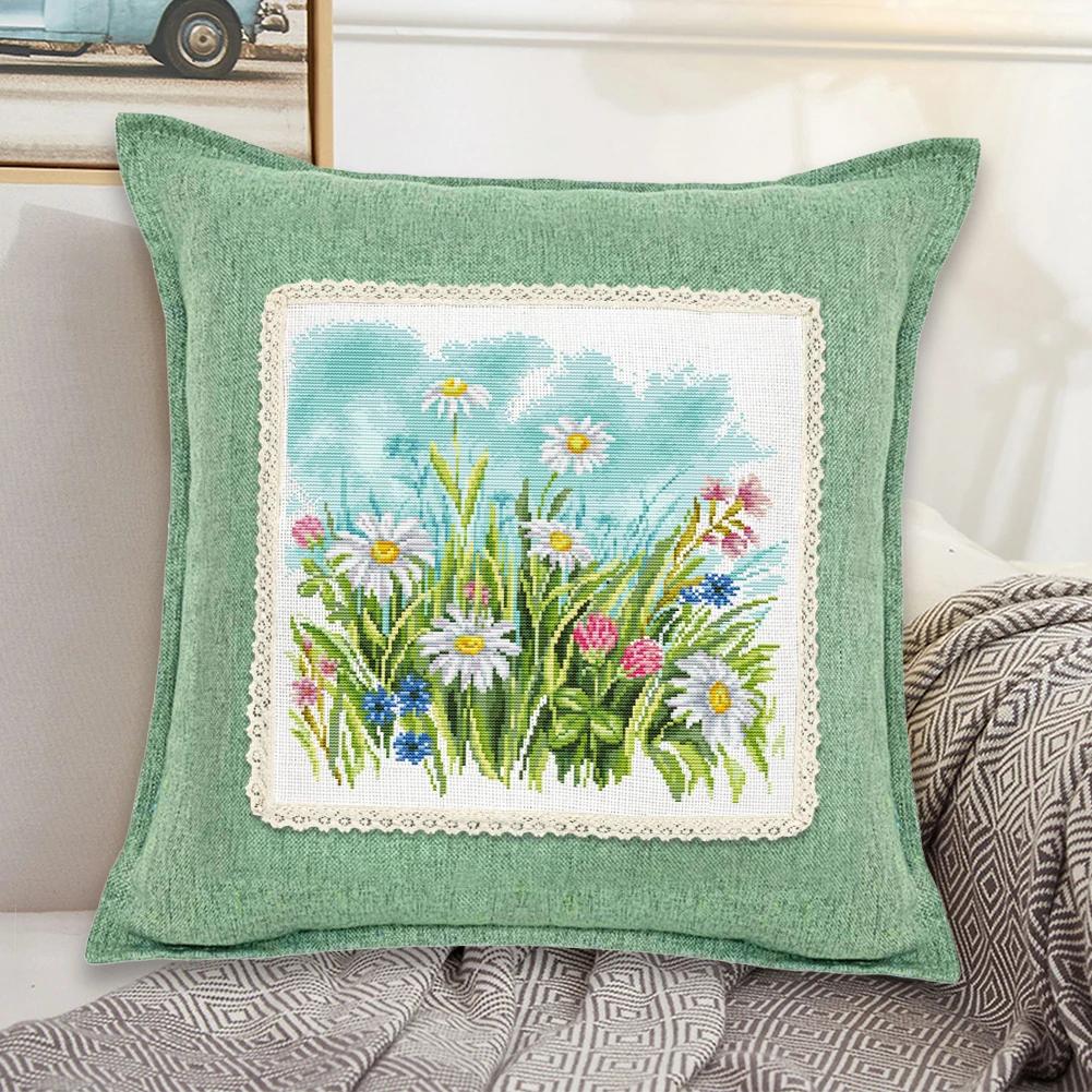 DIY Embroidery Pillow Covers Kit Cotton 14CT 2 Threads Cross Stitch Kits fCross Stitch Pillow Sham Cross Stitch Throw Pillowcase
