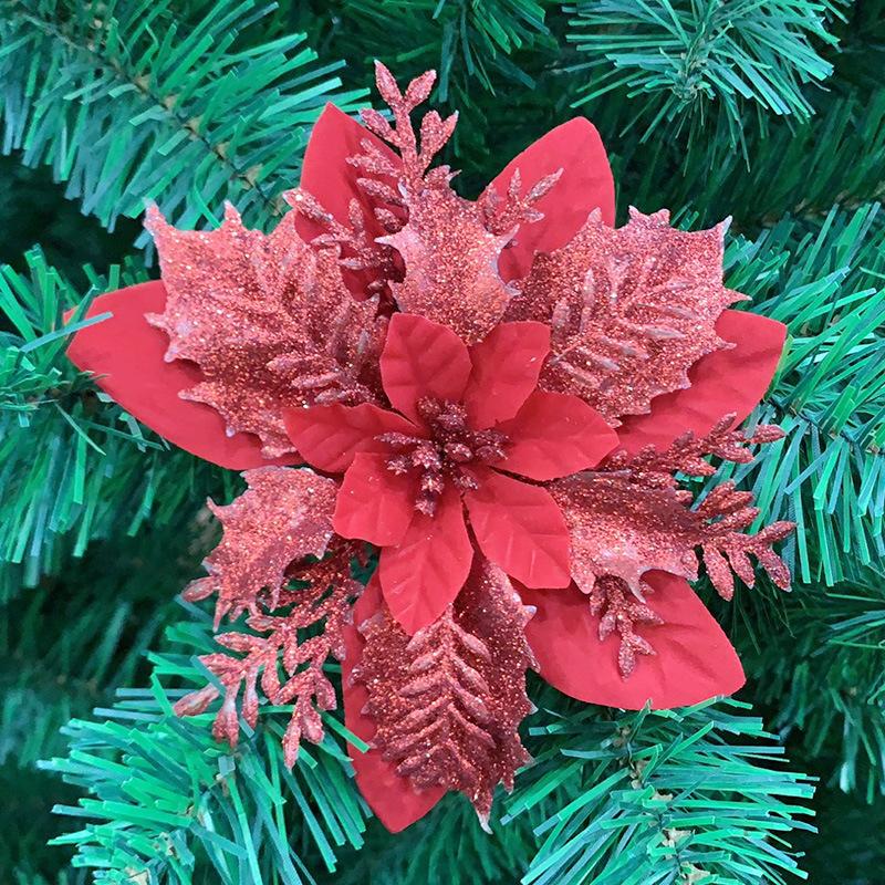 15cm Weihnachtsbaum dekorative Blume Weihnachten Gold Pulver Blume Gold Pulver hohl 3D Blume