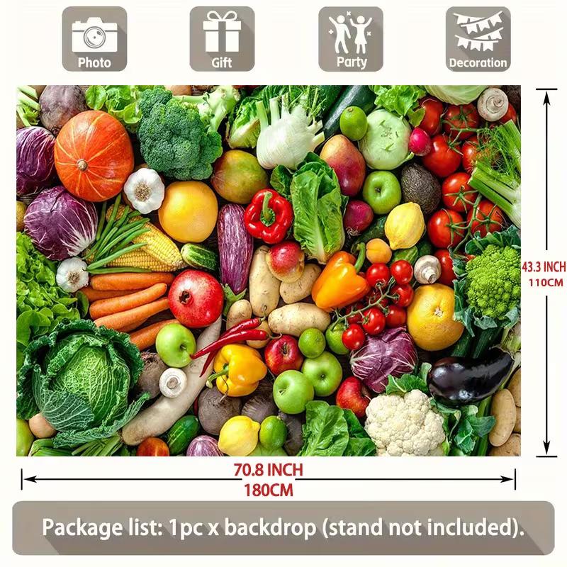 2D Healthy Food Tapestry, Assorted Fresh Produce Background Cloth