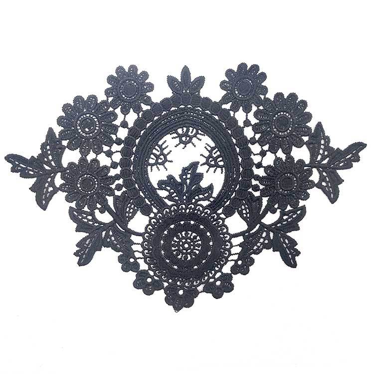 

Water-Soluble Lace Collar, Three-Dimensional Hollow, Embroidery, Corsage, Sleeve Flower, Milk Silk, Three-Piece Set, Fake Collar. corsage (black)