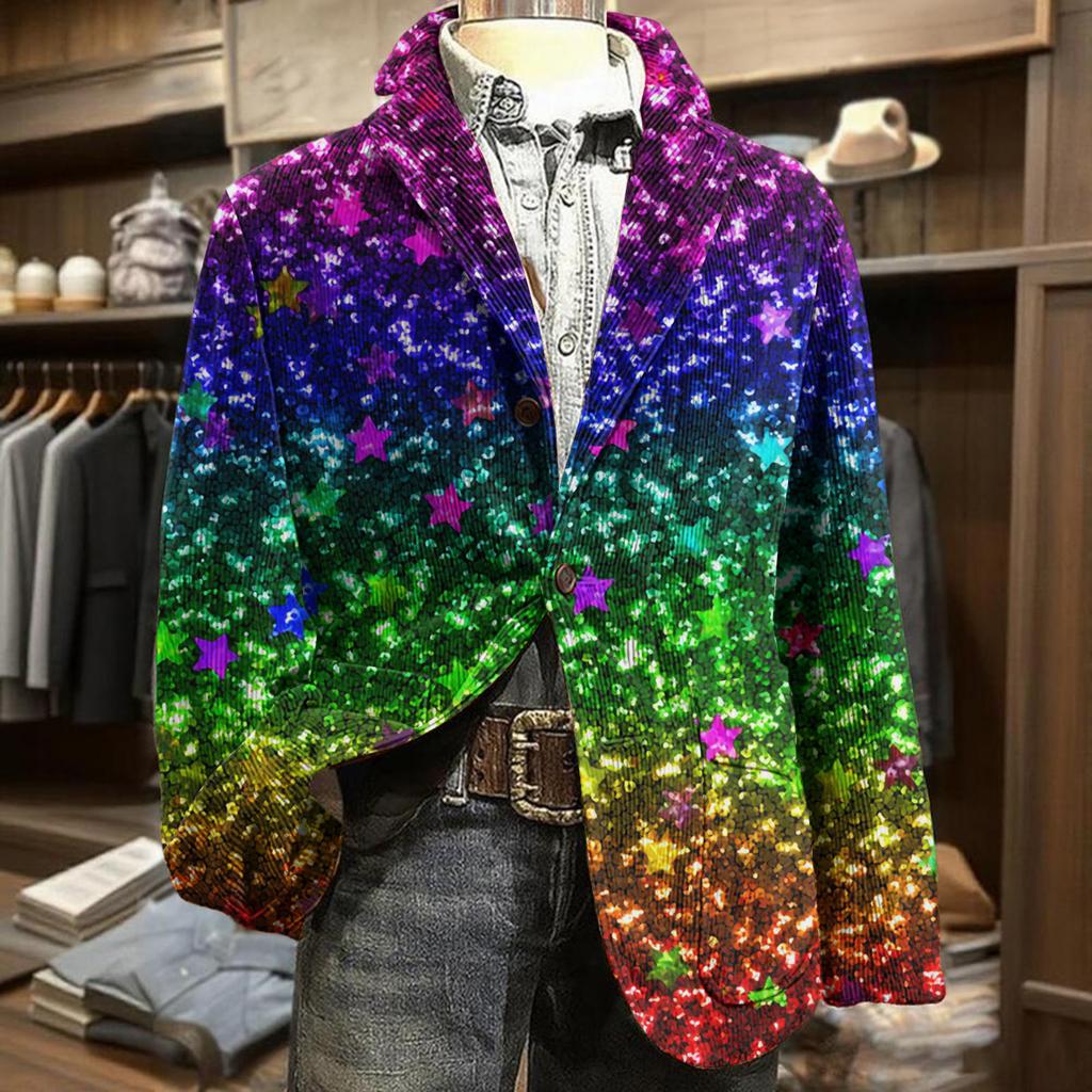 Herren Business Casual Mode Bedruckte Cordjacke