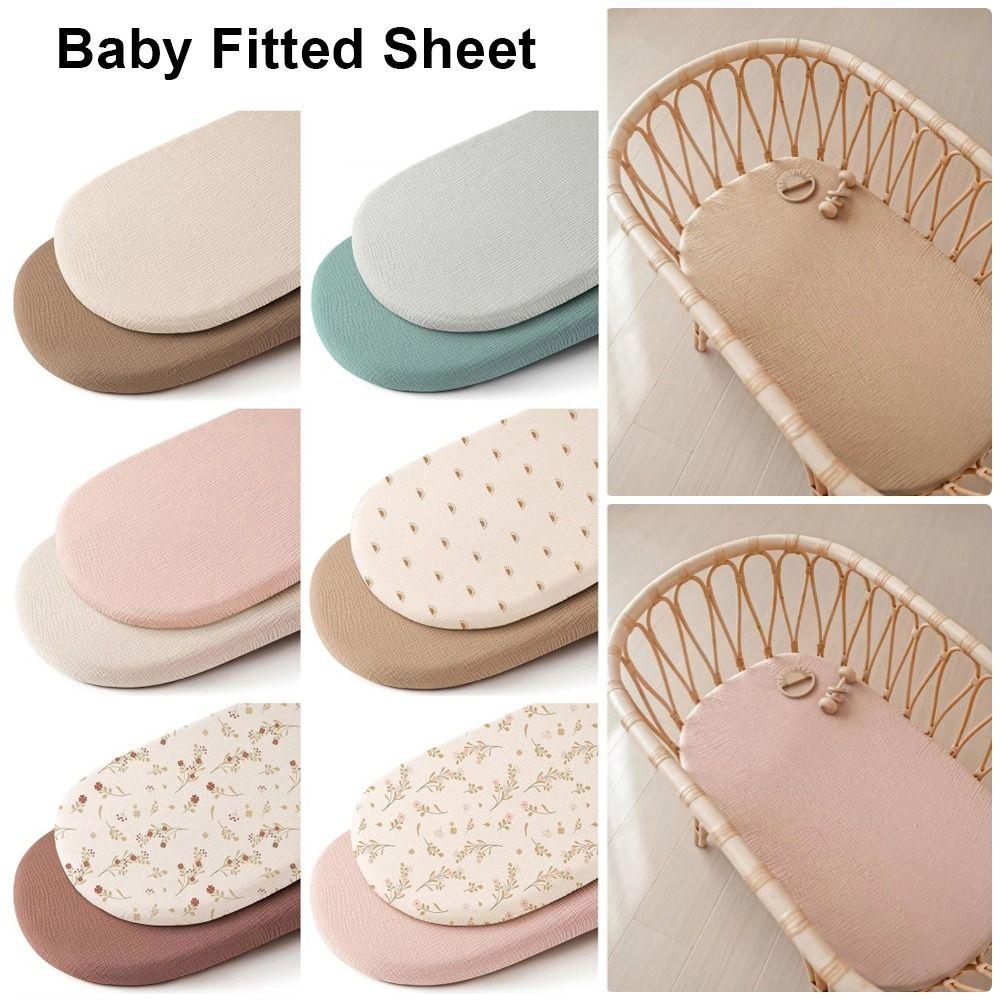 2Pcs/Set Solid Baby Fitted Sheet Printed Cradles Mattress Cover Durable Newborn Changing Pad Cover
