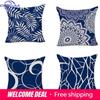 Home Decor Blue Geometric & Floral Pattern Throw Pillows Pattern Cushion Cover Suitable For Sofa Bedroom Car Pillow Cover