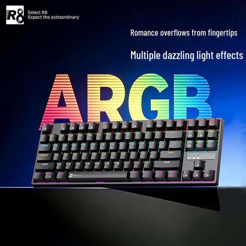 GK105 87-Key Wired Mechanical Keyboard, ARGB Backlit, Red Switch, Anti-Ghosting, Universal for Gamers and Laptops.