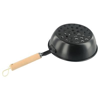 BBQ-Werkzeug Holzkohletopf Holzkohleofen Schwarzes Eisen + Holzmaterial L*B