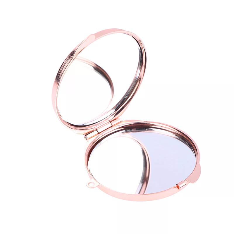Mini Folding Mirror Keychain Round Heart Oval Square Shape Double Sided Cosmetic Mirror Metal Folding Keychain Makeup Mirror