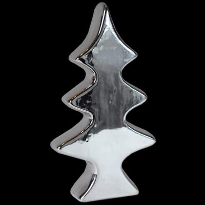 Silver Ceramic Chrome Christmas Tree, Height 22.5 Cm