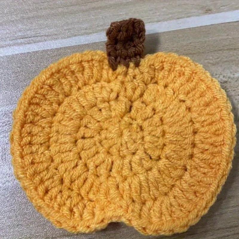 1pc Crocheted Non-slip Knitted Coaster Cup Mat Holder Coffee Tea Drinks Pumpkin Coaster  Drink Stand Kitchen Insulated Pad